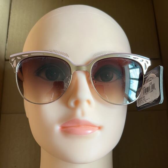 Foster Grant MaxBlock Round Sunglasses Gold Clear - Picture 2 of 7